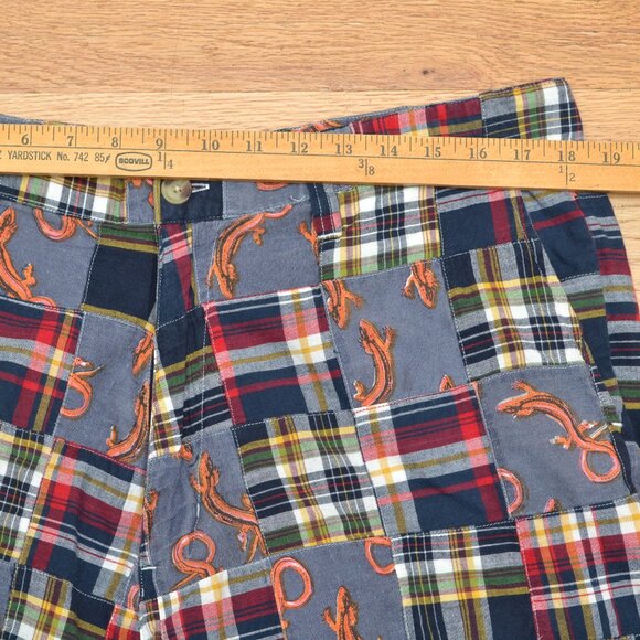 Siegfried Vintage Madras Patchwork Shorts Sz 38 • Salamanders Theme 100% Cotton - Picture 5 of 6